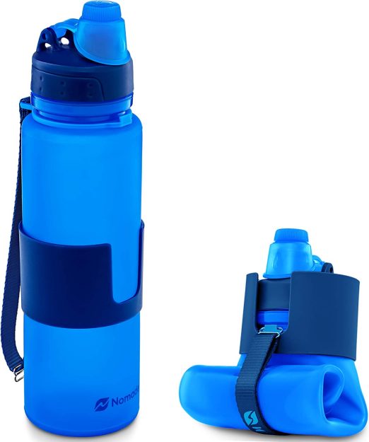TakeToday Collapsible Water Bottles 40 OZ Motivational Water Bottle With  Straw And Paracord Handle Silicone Sports