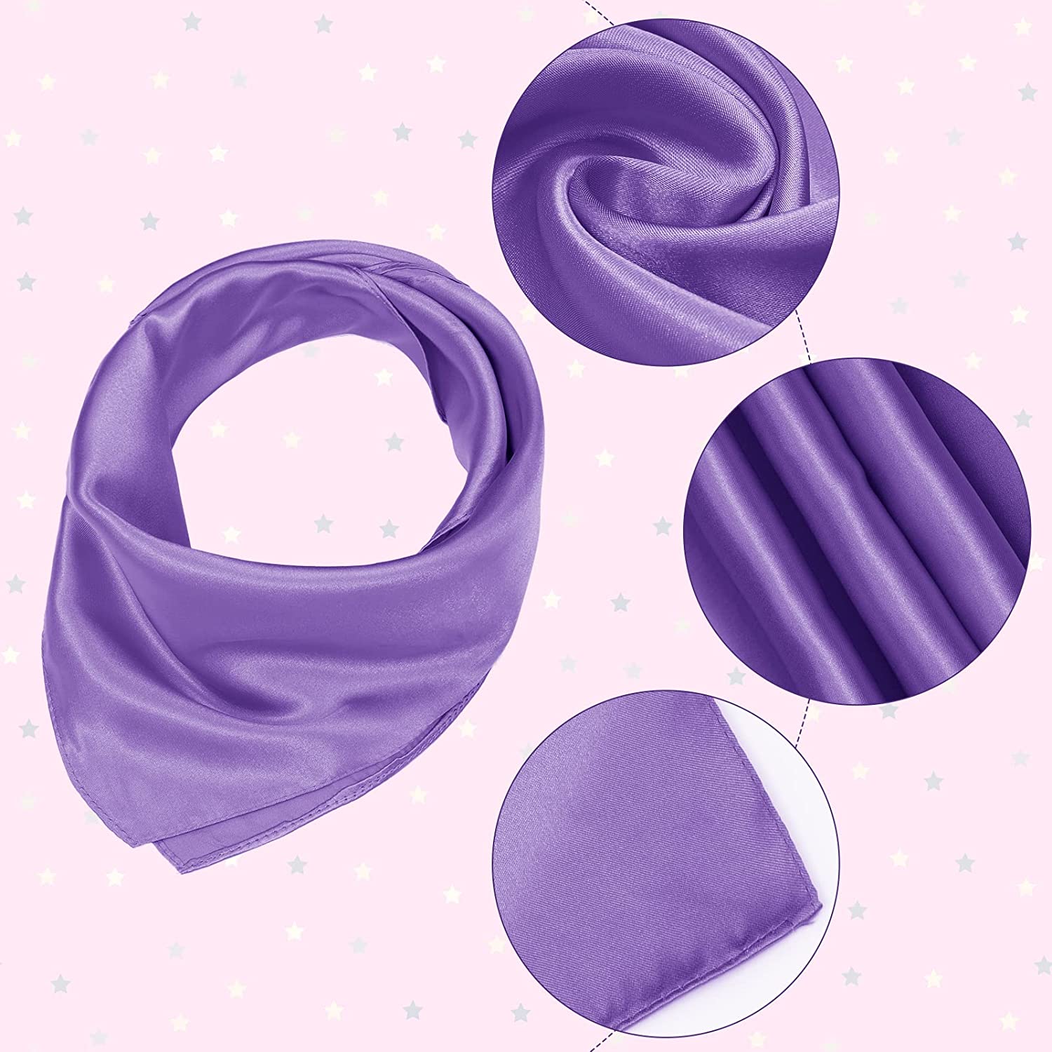 3 Pieces Halloween Satin Square Scarf Women Solid Color Neck Head Scarves Neckerchief for Women Girls