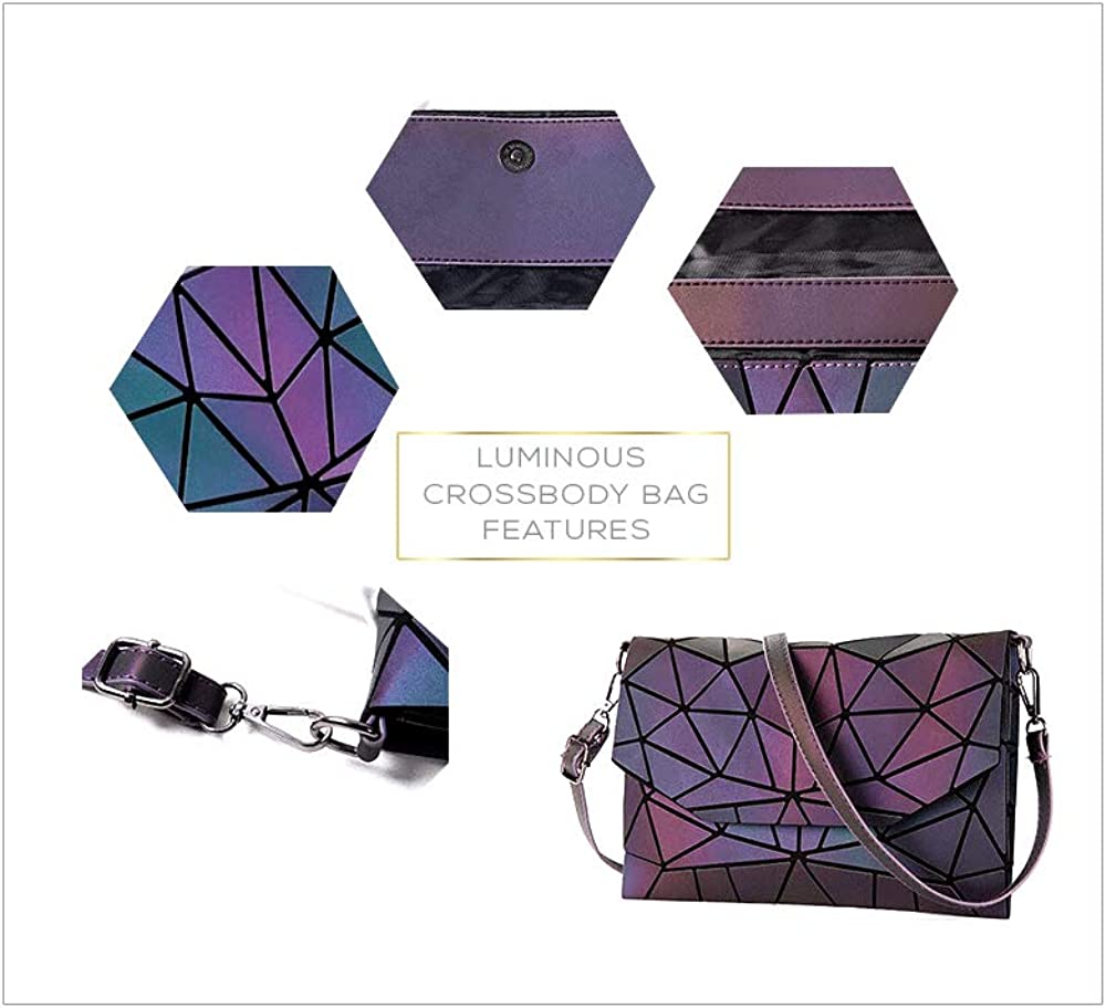 Geometric Luminous Purses Handbags Holographic Crossbody Shoulder Bag