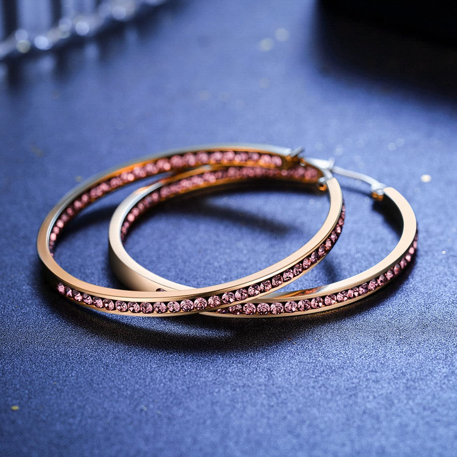 weinuo 2 Inch Stunning Stainless Steel Multicolors Cubic Zirconia Hoop