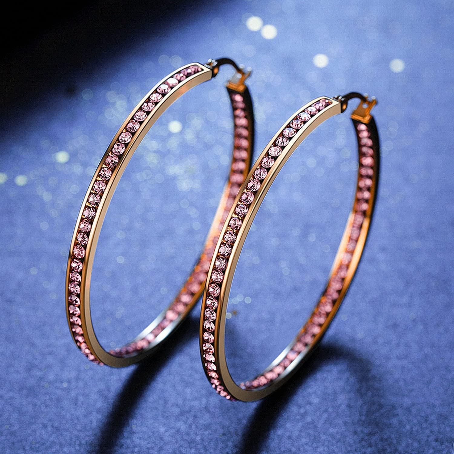 weinuo 2 Inch Stunning Stainless Steel Multicolors Cubic Zirconia Hoop