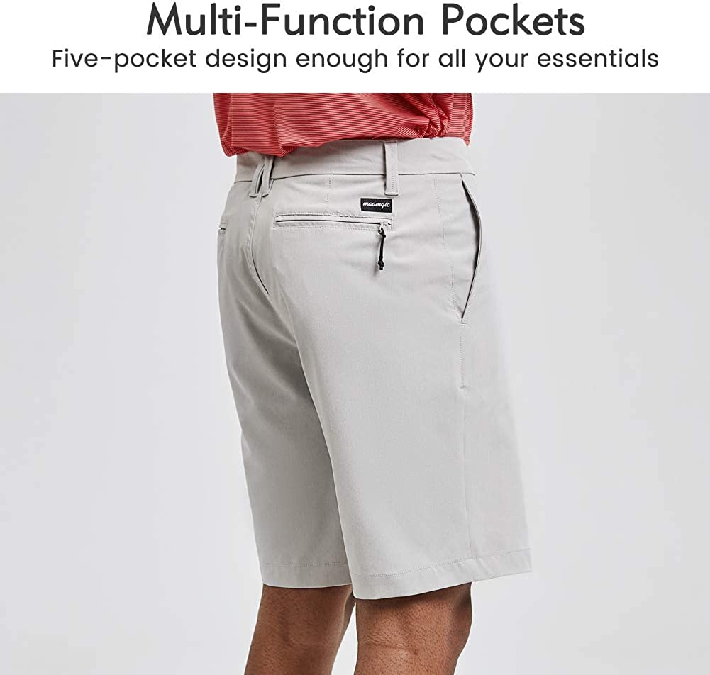 maamgic Men's Slimfit Golf Shorts 9" Inseam Amphibious Casual Shorts