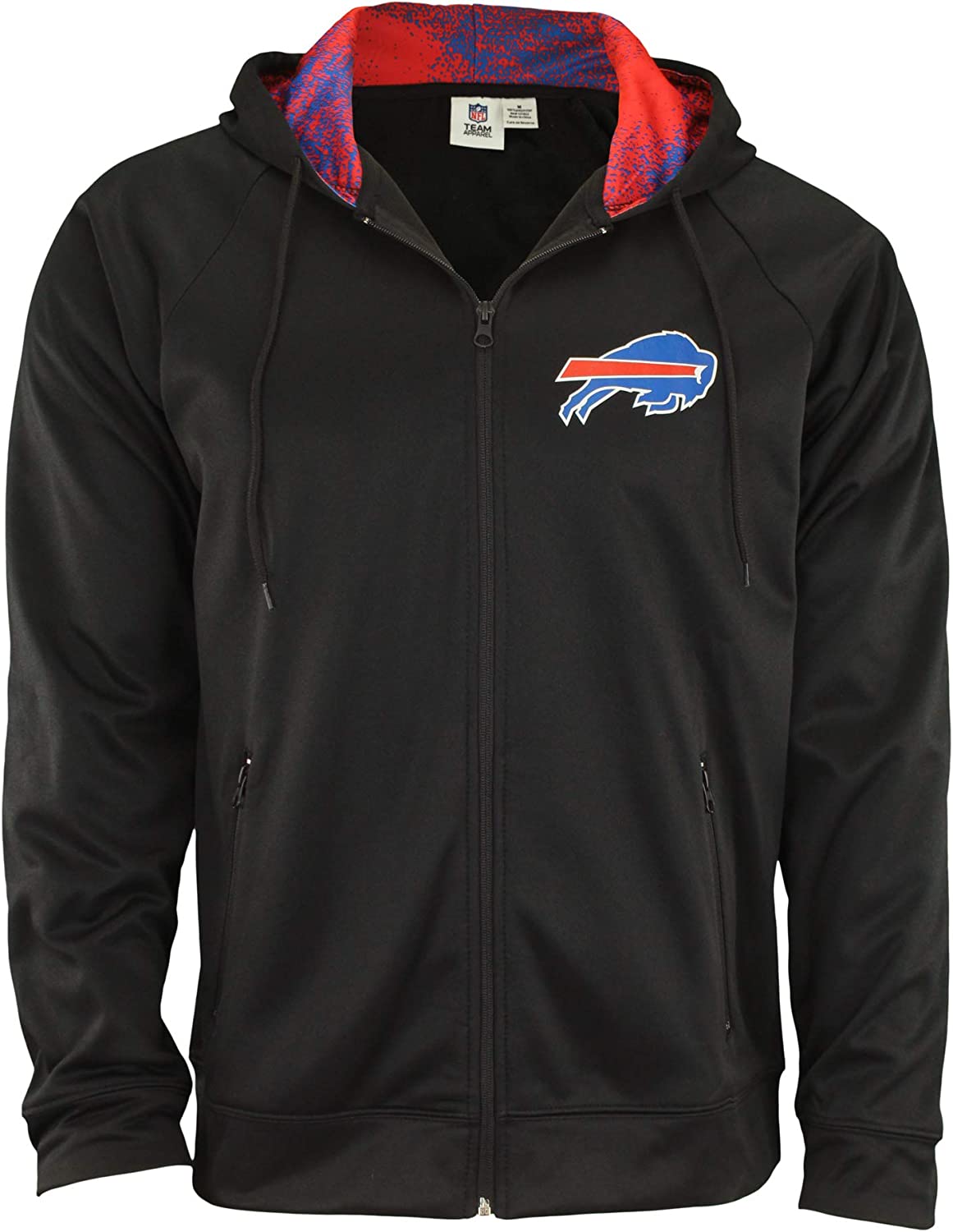 Zubaz NFL Men's Full Zip Fleece Hoodie Jacket, Black Soft Hooded Sweater