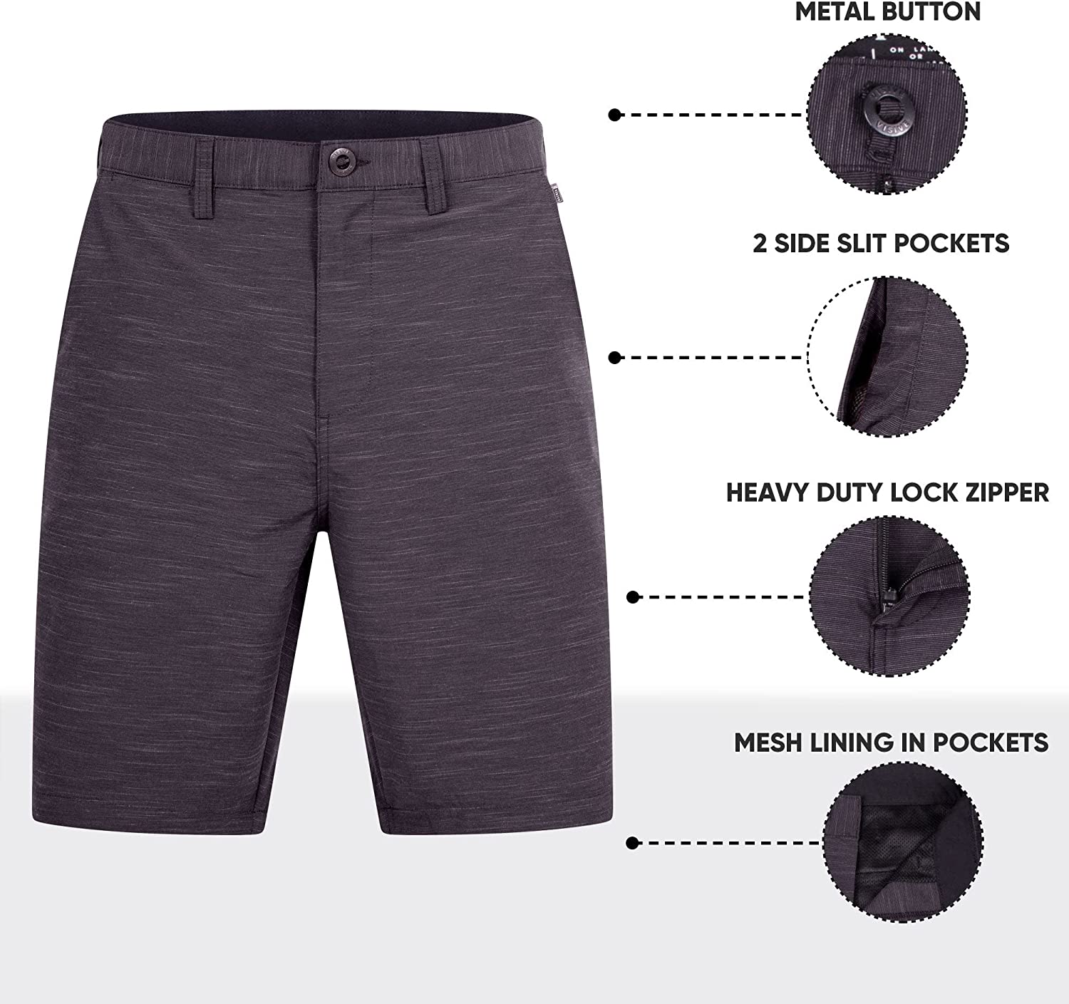 Visive Mens Premium 21 Inch Regular Fit Hybrid Quick Dry Board Shorts/Walk Short Size 30-44