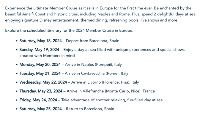 disney vacation club member cruise 2024