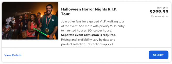 rip tour hhn price