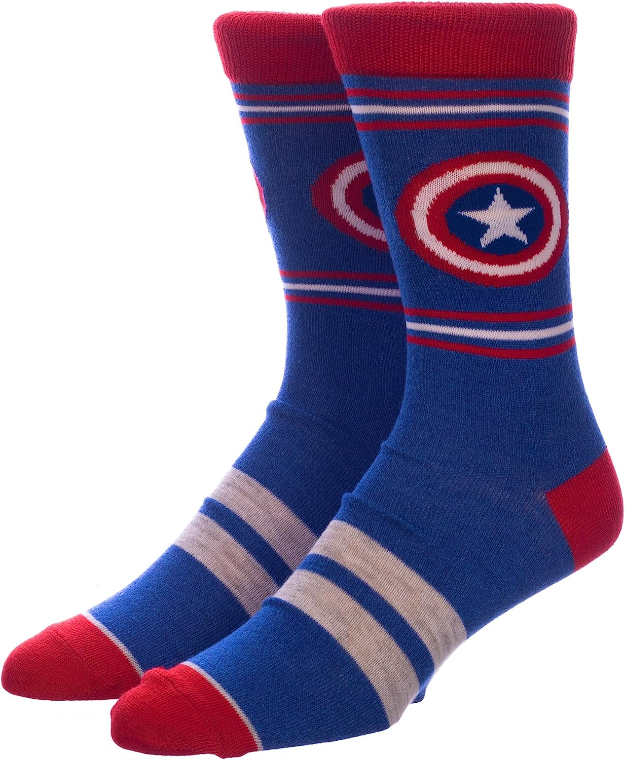 Bioworld Marvel Captain America Comic Character Crew Socks (Pack of 5),10-13,Multi-color