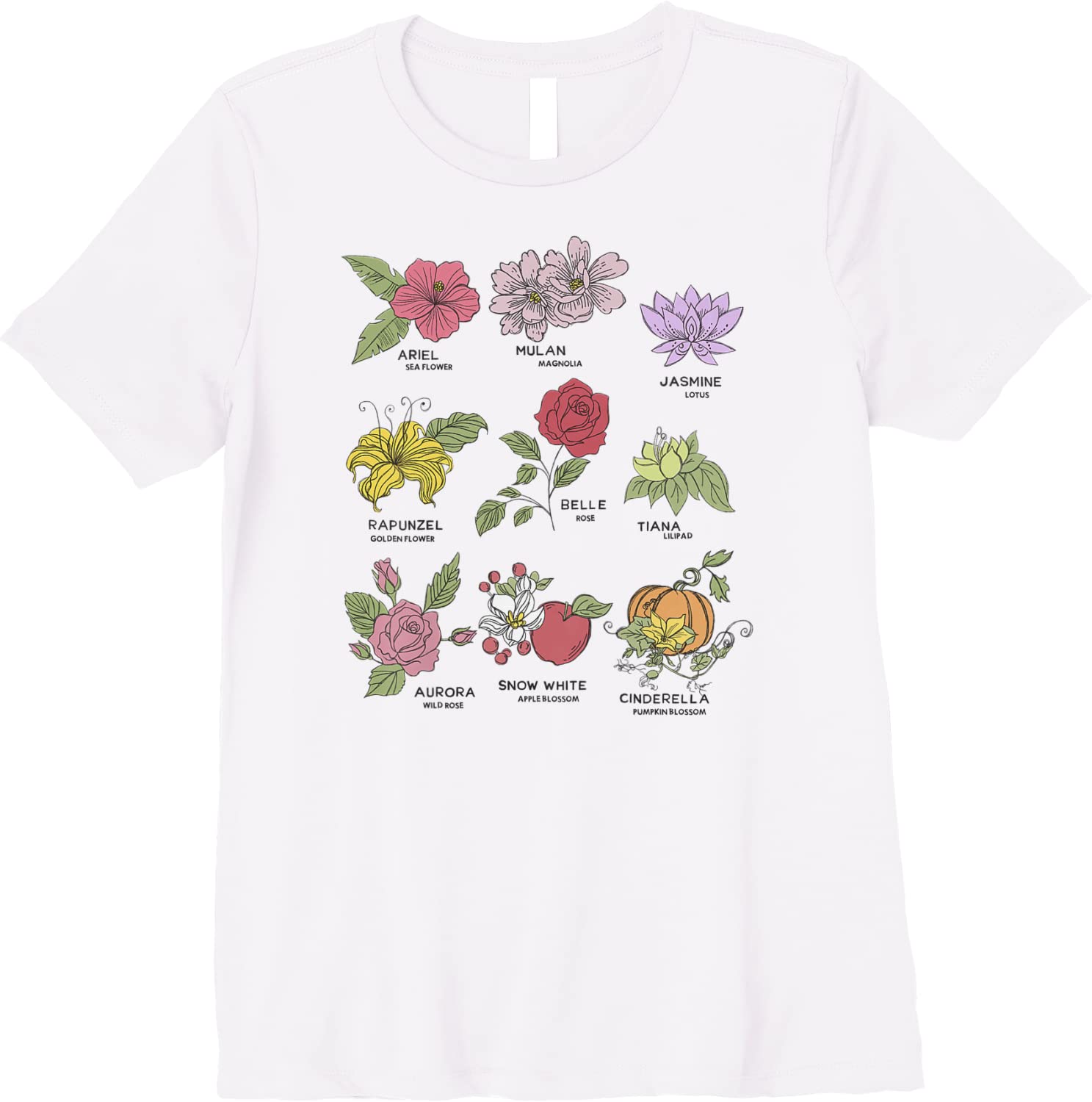 Disney Princesses Types Of Flowers Premium T-Shirt