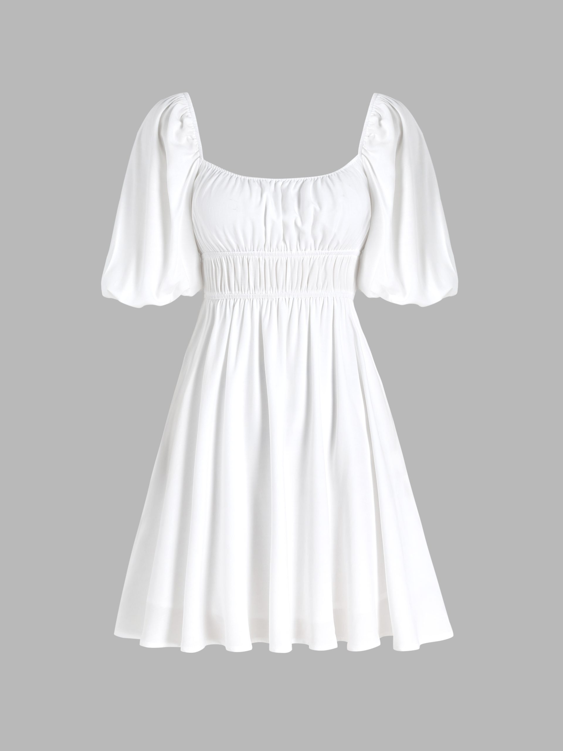 Solid Puff Sleeve Mini Dress - AllEars.Net