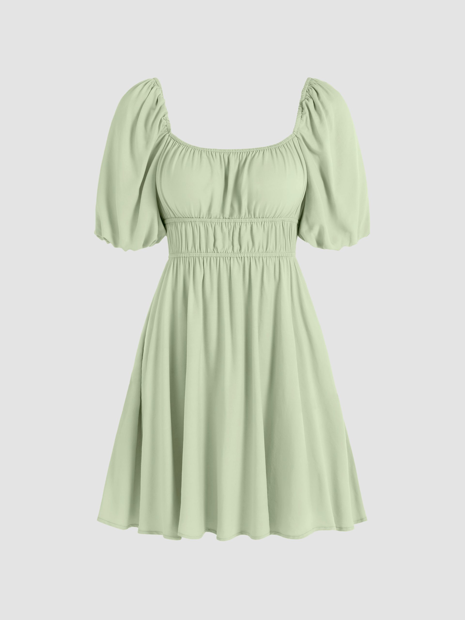 Solid Puff Sleeve Mini Dress - AllEars.Net