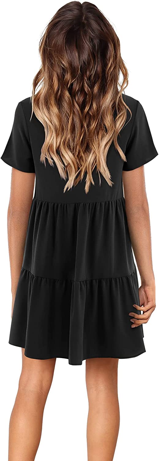 Amoretu Women Summer Tunic Dress V Neck Casual Loose Flowy Swing Shift  Dresses - AllEars.Net