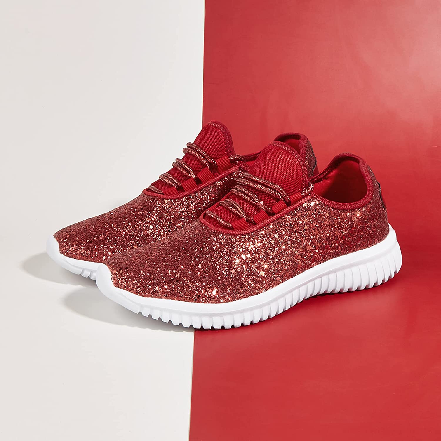 K KIP WOK Fashion Glitter Sneakers for Womens Silp On Running Shoes Lightweigt Tennis Walking Sneakers
