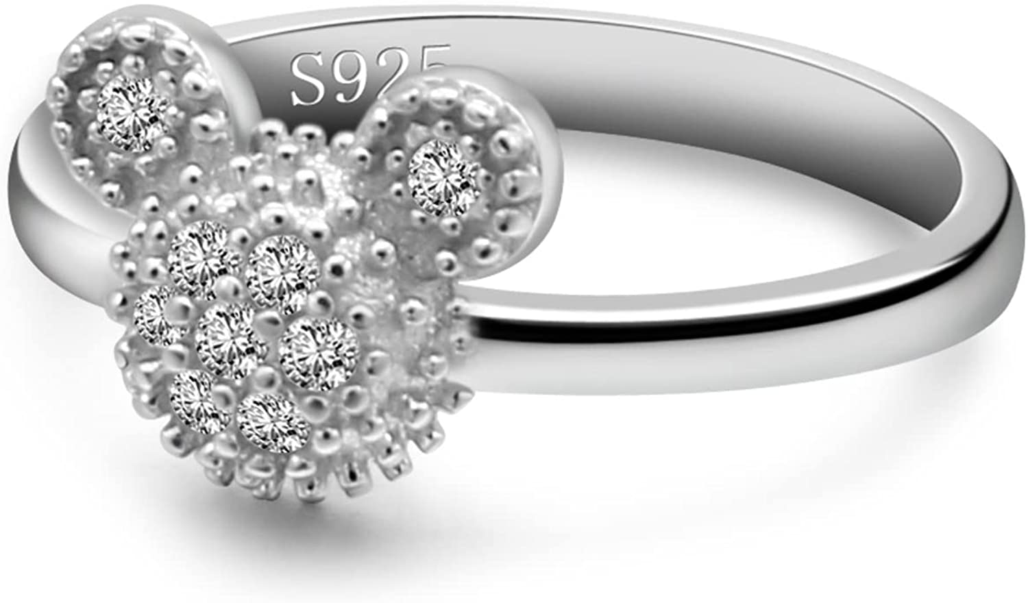Dankadi 925 Silver Ring Female Matte Design Mickey Rings 6-9# Size Real ...