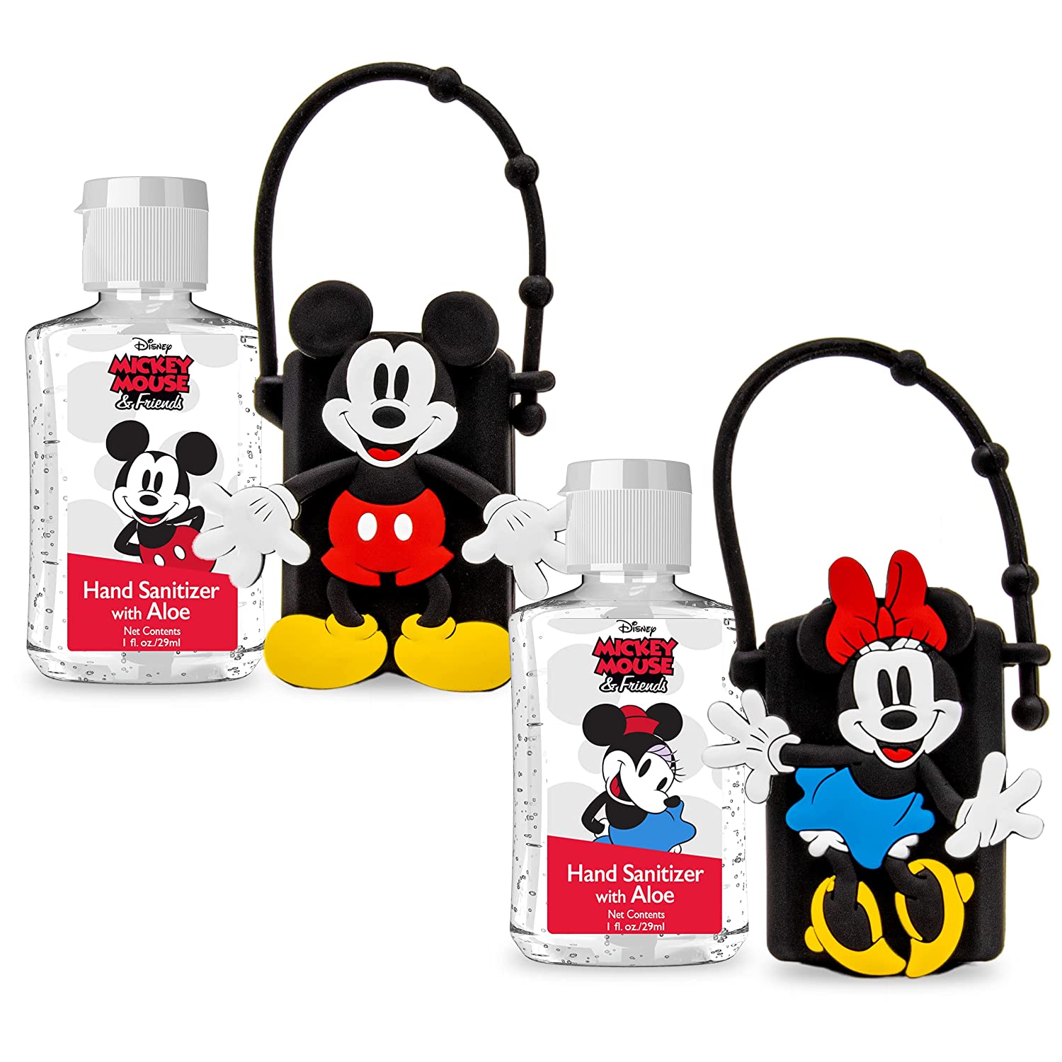 Disney Store Portable Hand Sanitizer - Pack of 2 Travel Size, Refillable  Sanitizers w/Holders and Clip - Mickey and Minnie - AllEars.Net