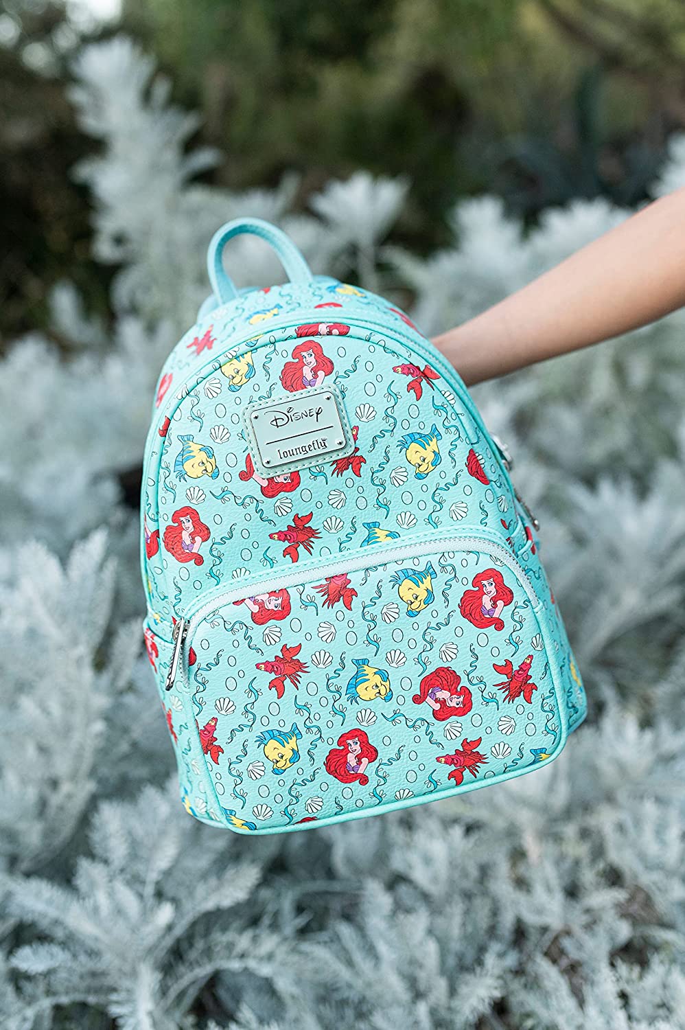 Loungefly x Disney Little Mermaid Ariel, Flounder and Sebastian AOP Backpack