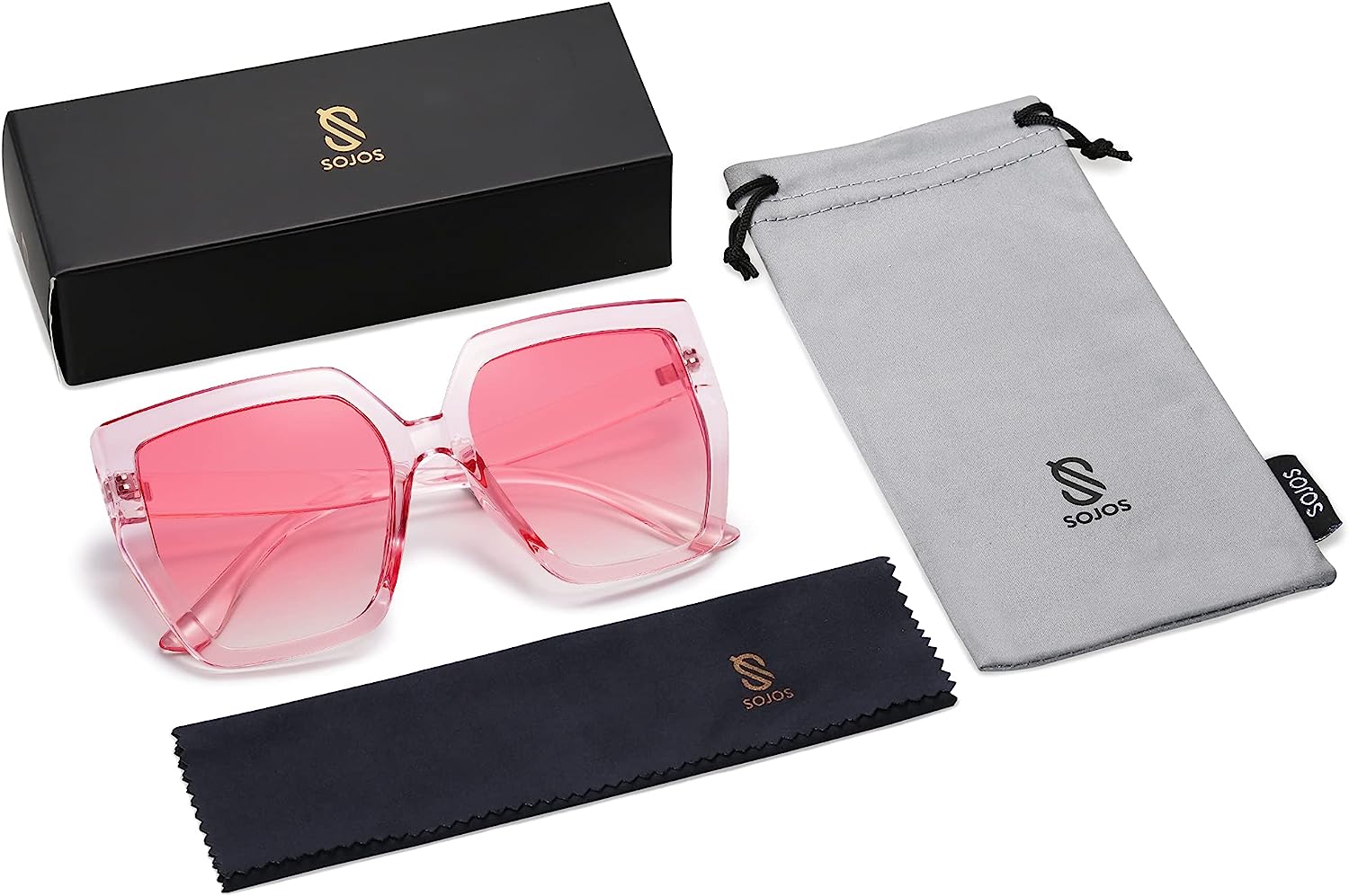 SOJOS Horned Rim Thick Sunglasses for Women Trendy Oversized Black Modern Hipster Fashion Shades SJ2161