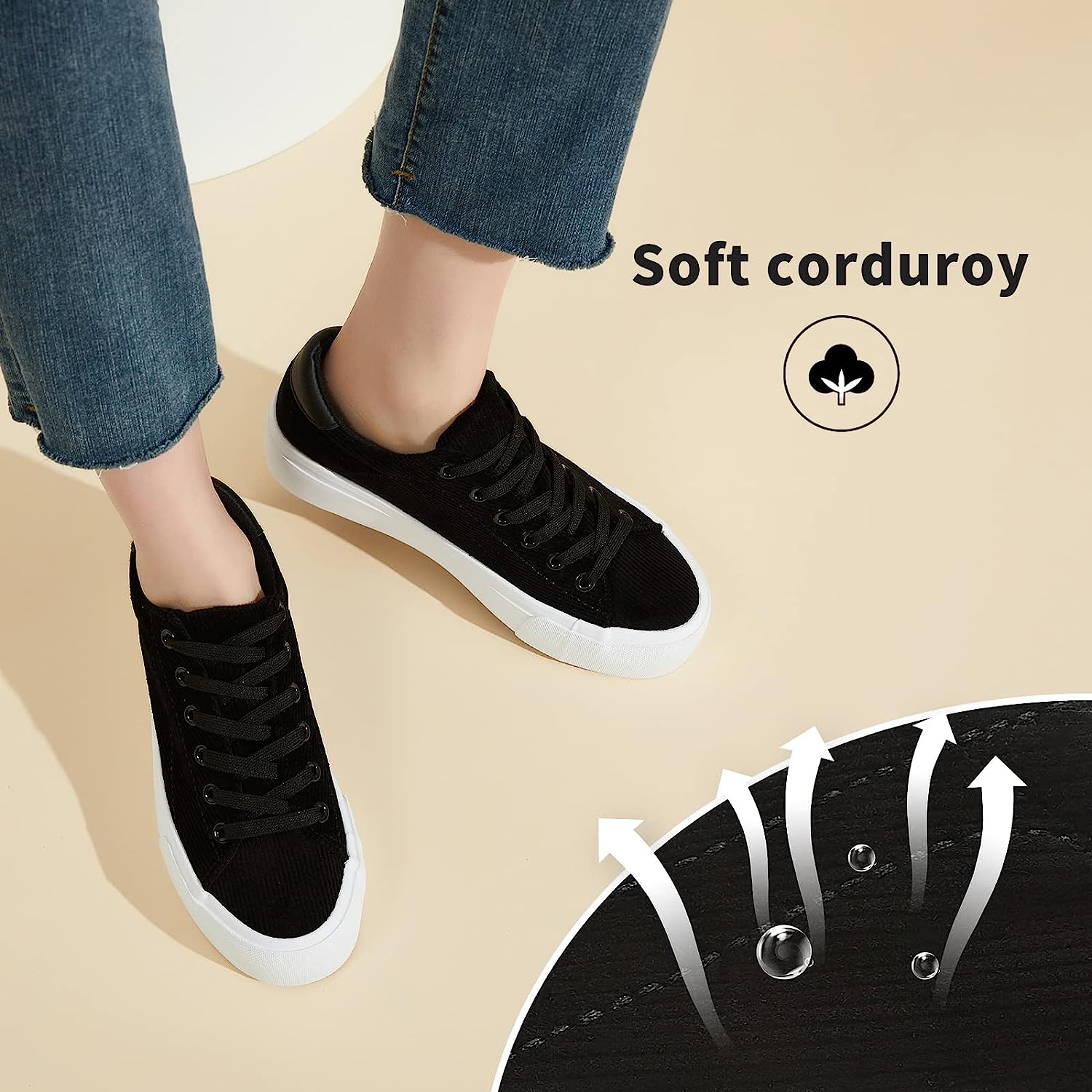 THATXUAOV Womens Platform Sneakers White Tennis Shoes Casual Low Top