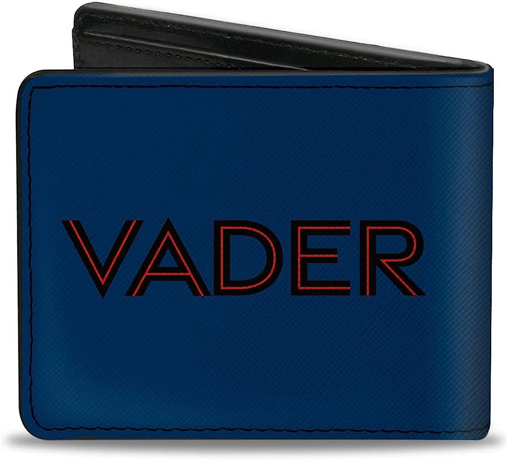 Wallet Bifold PU Star Wars Darth Vader Face and Text Blue Black Red