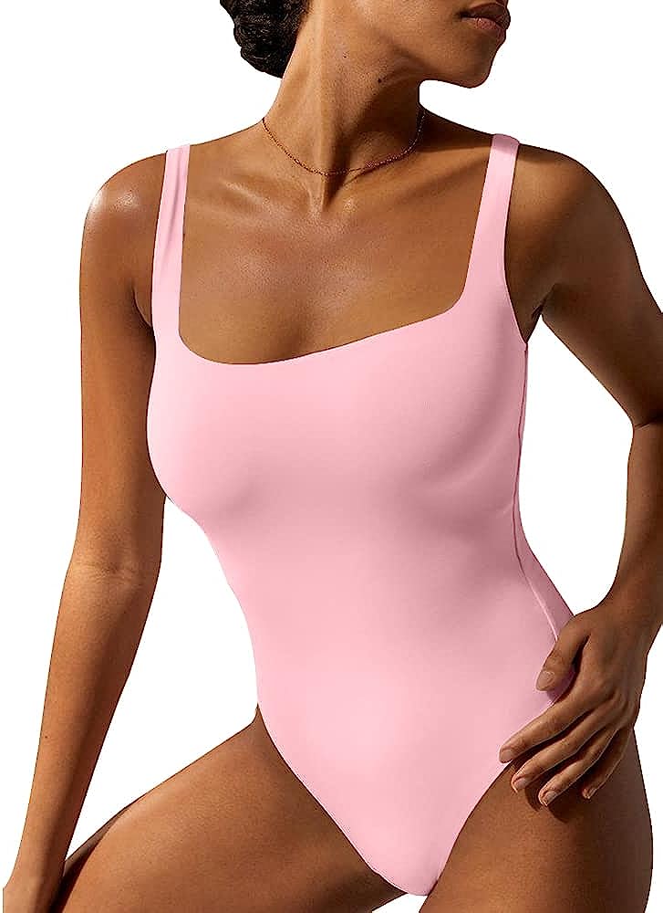 YFANG Women's Sexy Basic Bodysuit Sleeveless Round Neck Bodysuit Tank Tops
