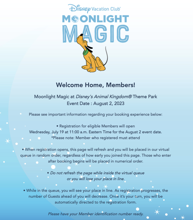 Registration Opens TODAY for Moonlight Magic Event in Disney World