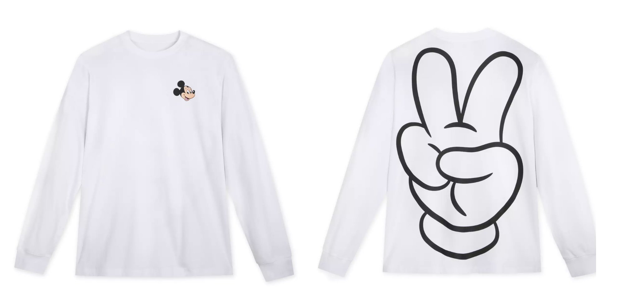 2023 shopdisney essentials character collection mickey peace sign hand long  sleeve shirt - AllEars.Net