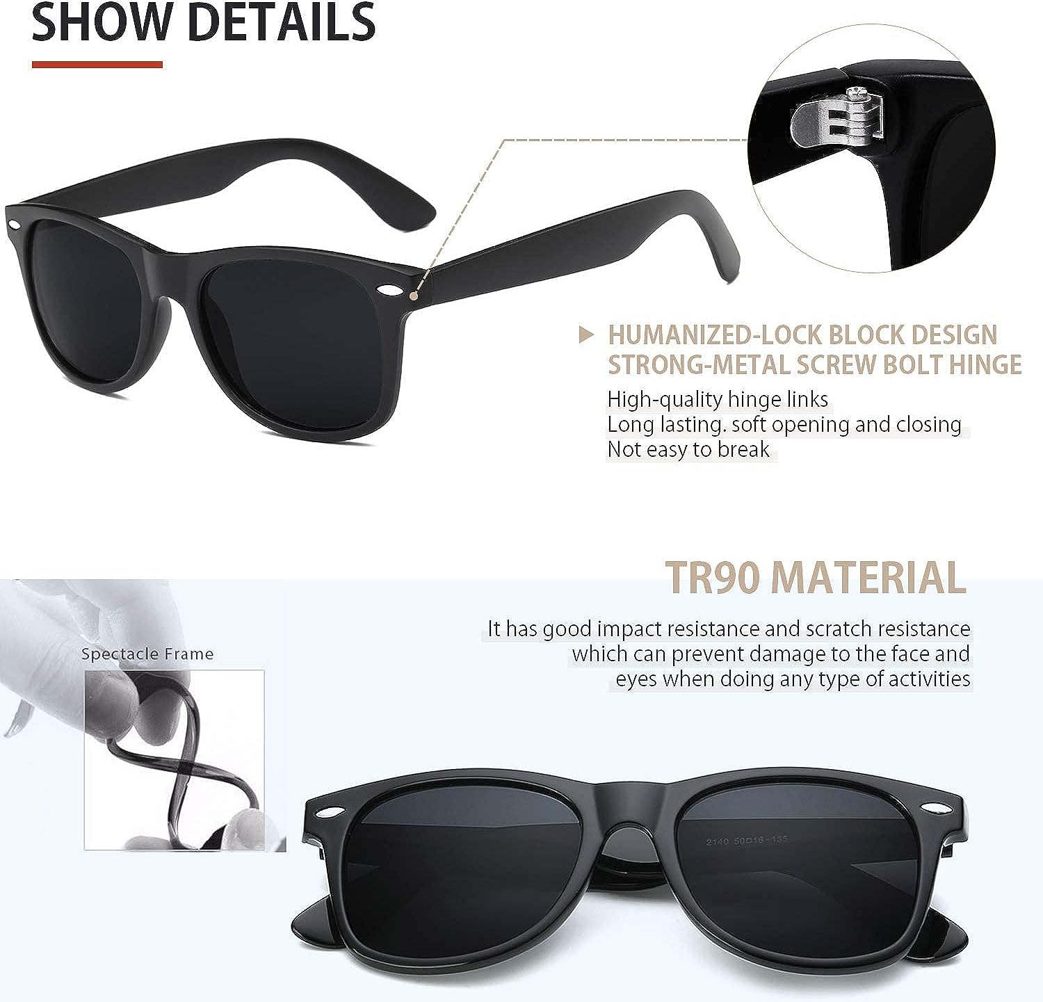 FEIDUSUN Sunglasses Men Polarized Sunglasses for Mens and Womens,Black ...