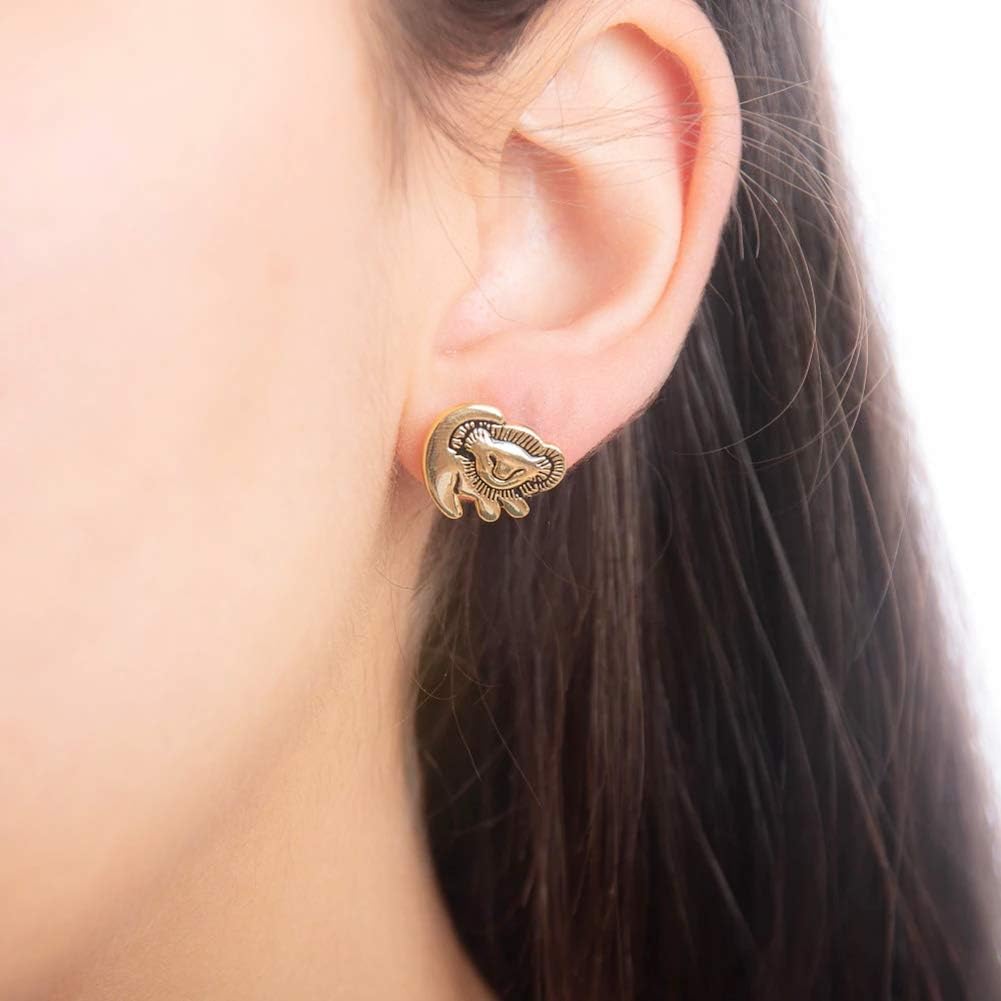 Hanreshe Lion King Simba Earrings Women Jewelry Gift Gold Rose Gold Christmas Stud Earrings Cute Cartoon Small Earrings