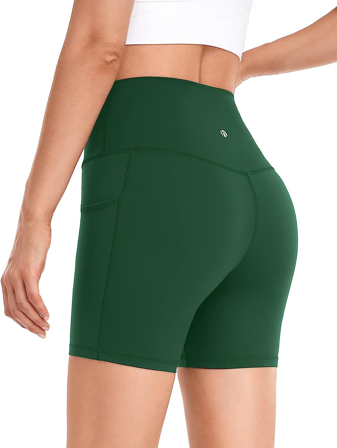 HeyNuts Essential Biker Shorts with Side Pockets for Women, High