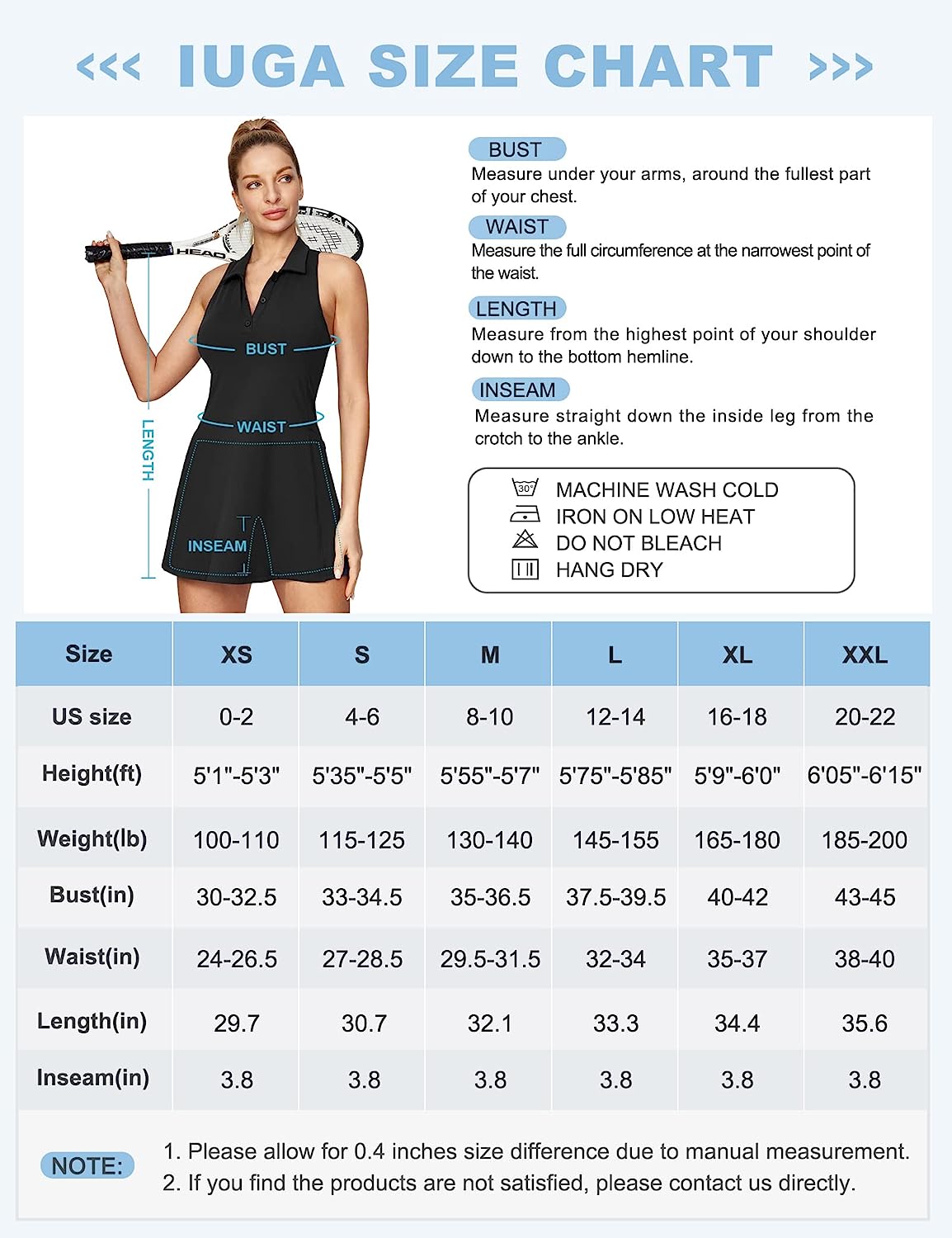 IUGA Tennis Dress for Women, Golf Workout Dresses with Shorts Underneath  Built-in Bra Exercise Athletic Dress with Pockets 