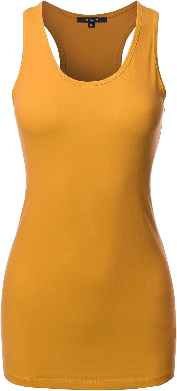 A2Y Women's Basic Solid Soft Cotton Scoop Neck Racer-Back Tank Top