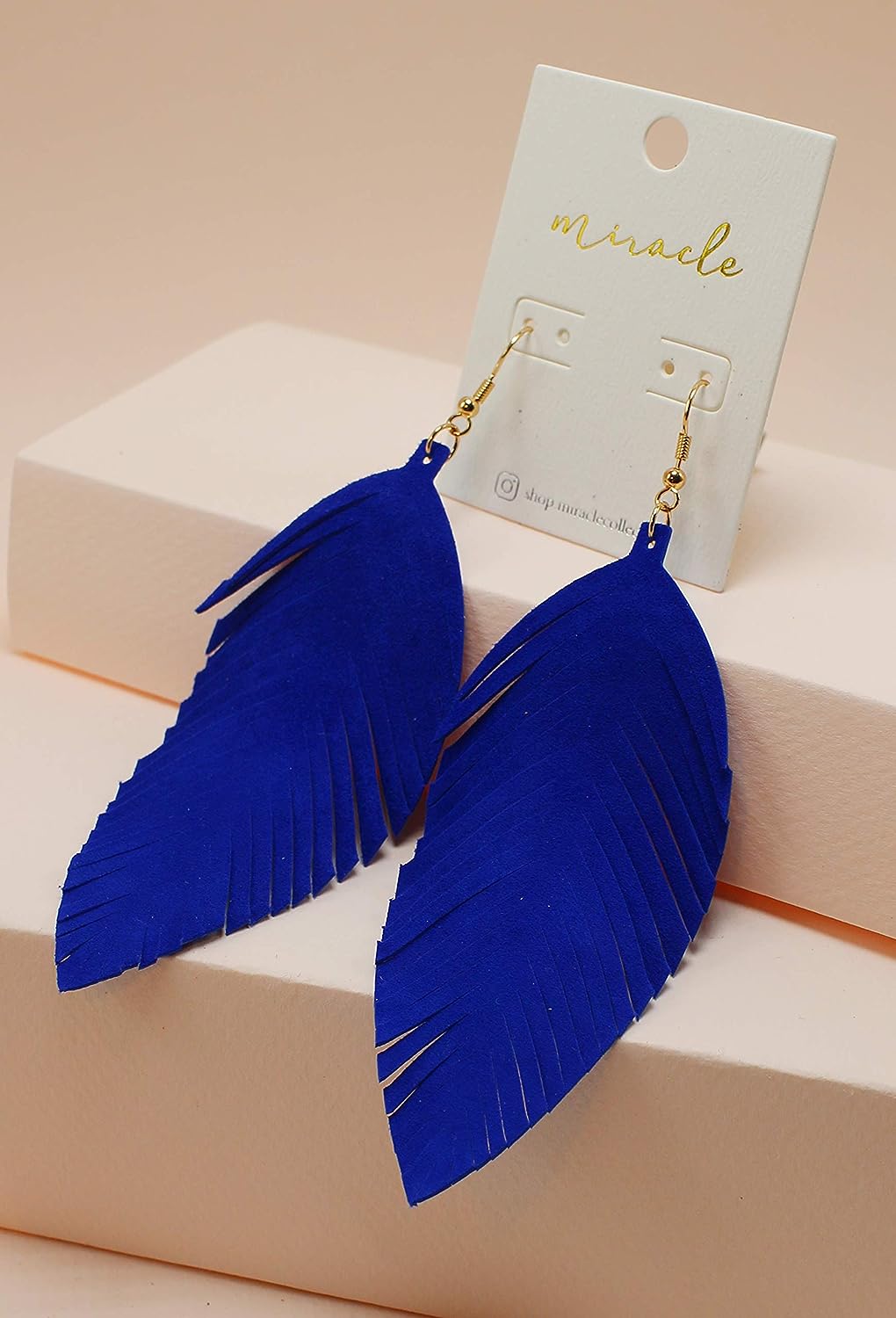 Large Genuine Soft Leather Handmade Fringe Feather Lightweight Tear Drop Dangle Color Earrings for Women Girls Fashion
