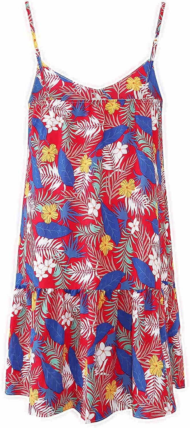 Watoriwa Women Summer Short Slip Dresses V Neck Casual Loose Sleeveless Strap Ruffle Beach Dress
