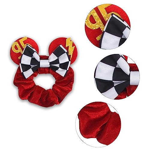 6 Pack Scrunchies Mouse Ears Hair Bows Scrunchies for Kids,Velvet Sparkle Sequin Bows Hair Scrunchies Hair Ties Elastic,Hair Accessories for Women Girls Adult Kids Cosplay Vacation Photography Party