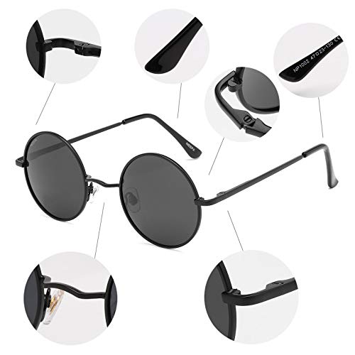 NIEEPA Vintage Small Round Polarized Hippie Sunglasses for Men Women Circle Sun Glasses NP1002