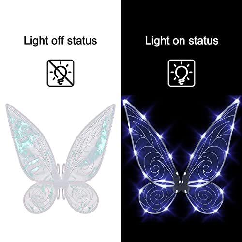 quescu Light up Fairy Wings for Adults,LED Butterfly Wings for Girls Women,Halloween Costume Dress Up,Gifts for Kids