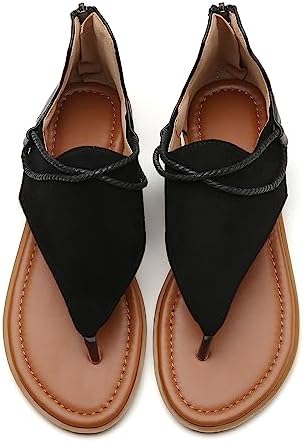 Tilocow Posh Gladiator Sandals For Women Comfort Flat Sandals Summer Shoes For Women Vintage Flip Flops