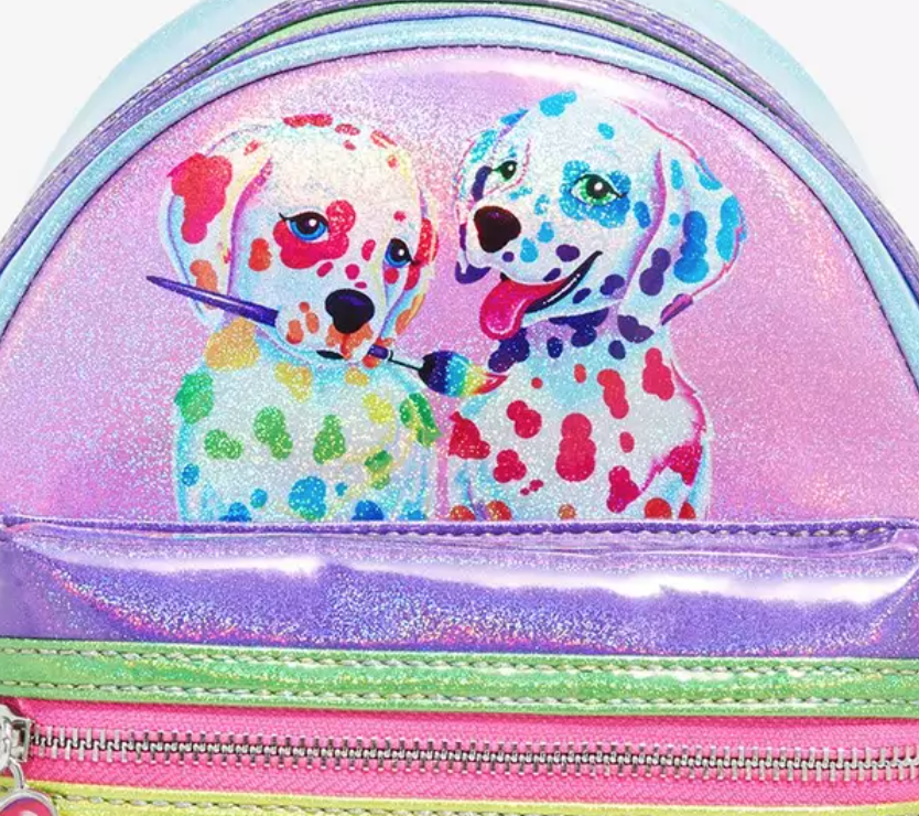 Loungefly Lisa Frank Logo Heart Detachable Rainbow Bag Mini Backpack 
