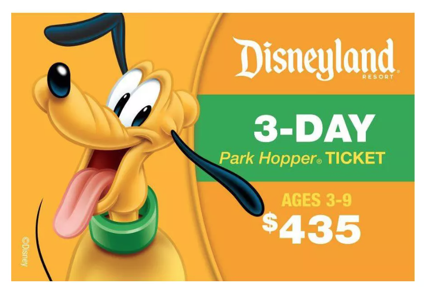 2023 target Disneyland 3 Day Park Hopper Ticket 435 (Ages 39)