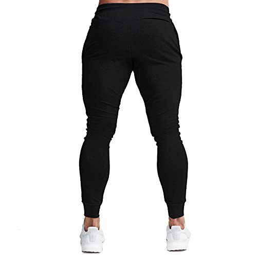 BUXKR Men's Slim Joggers Workout Pants for Gym Running and Bodybuilding Athletic Bottom Sweatpants with Deep Pockets