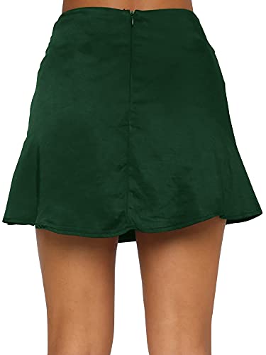 LYANER Women's Casual Floral Print Satin Silk High Waist Zipper Mini Short Skirt