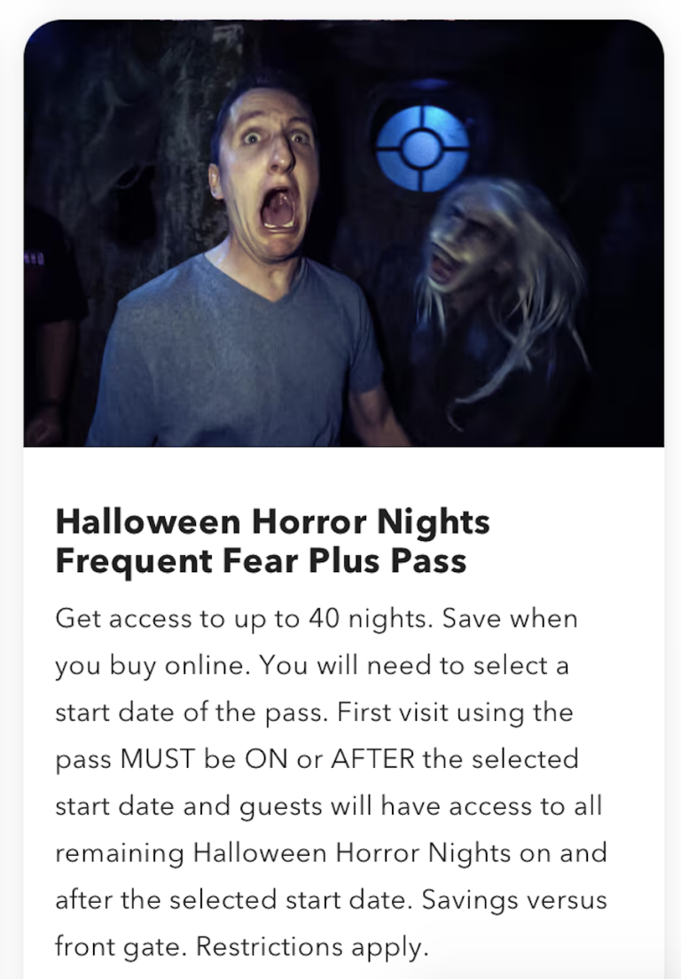 PRICES REVEALED Halloween Horror Nights Frequent Fear Passes Are on