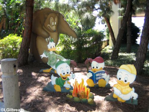 Donald and Nephews Camping Scene on Grounds