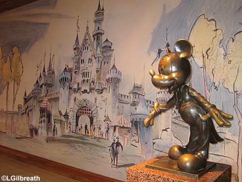 Lobby Castle Mural & Mickey Statue